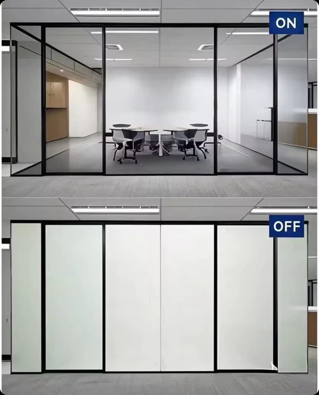 Película eletrônica instalada em ambiente corporativo